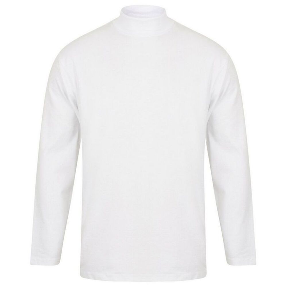 Henbury Mens Roll Neck Long-Sleeved Top / White